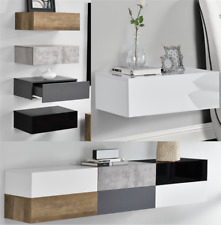 [en.casa]® Kommode Nachttisch Wandregal TV Lowboard Wand Schublade Sideboard