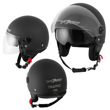 Casco Jet Scooter Moto ECE 22  Doppia Visiera Parasole Nero A-PRO